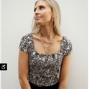 Smocked floral crop top